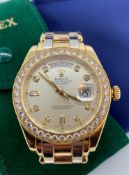FINE & RARE ROLEX 18K THREE COLOUR GOLD & DIAMOND AUTOMATIC CALENDAR BRACELET WATCH, Oyster