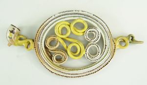 RARE NAMED & DATED PRATTWARE POTTERY NOVELTY COILED PIPE, dated 1810 and named 