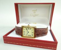 MUST DE CARTIER TANK VERMEIL MID-SIZE WRISTWATCH, ref. 590005, serial. no.28xxx, CIRCA 1989,