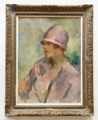 ARTHUR AMBROSE MCEVOY (British, 1887-1927) oil on canvas - bust length portrait of a lady in pink