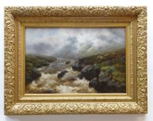 ARTHUR SYDNEY WATSON (British, 1881-1932) oil on canvas - misty Scottish riverscape with sheep on