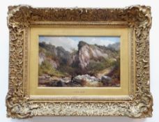 JOHN SYER SENIOR (British, 1815-1885) oil on canvas - woodcutter in rocky landscape believed to be