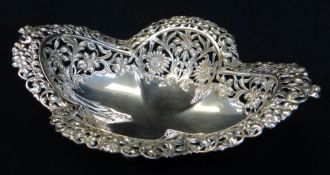 EDWARD VII SILVER PIERCED BREAD BASKET, Sheffield 1902 by James Dickson & Sons, quatrefoil shape