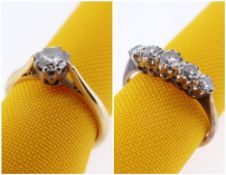 TWO DIAMOND RINGS including 18ct gold diamond solitaire ring, 0.33cts approx. visual estimate,