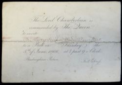 ROYAL BALL INVITATION, from Lord Chamberlain to Queen Victoria to The Lady Susan Vane-Tempest