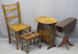 VINTAGE & LATER OCCASIONAL FURNITURE PARCEL, 4 ITEMS - an oak table/magazine rack, 57.5cms H,