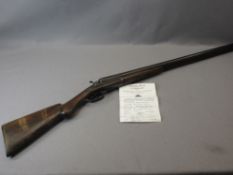DEACTIVATED PARKER BROTHERS HAMMER ACTION 12 BORE DOUBLE BARREL SHOTGUN - patented November 13th