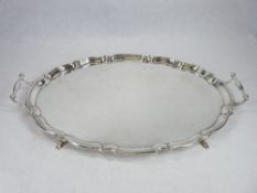 EDWARD VII TWIN-HANDLED SERVING TRAY - Birmingham 1905, maker Barker Brothers, 92 ozt, having twin