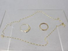 18 & 9CT GOLD JEWELLERY, 3 ITEMS including an 18ct gold fine link necklace, 40cms L, 2.9gms, 9ct