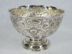 CHESTER SILVER PEDESTAL ROSE BOWL DATED 1905 - maker Charles Cooke, 13.9 ozt, 12.5cms H, 18.25cms
