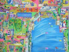 DANIEL MEAKIN mixed media on box canvas - entitled 'Loving life on the coast', signed and dated