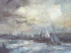 WILLIAM SELWYN artist's proof coloured print - yachts in a squall Menai Straits, signed in full,