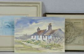 GWYNETH RYDER watercolour - coastal cottages Western Anglesey, unframed and signed, 25 x 35cms, a