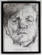 GORDON STUART monochrome mixed media on canvas - head portrait, signed, 39 x 29cms NB: Located for
