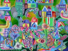 DANIEL MEAKIN mixed media on box canvas - abstract, entitled 'Wonderland', signed and dated 2021, 50