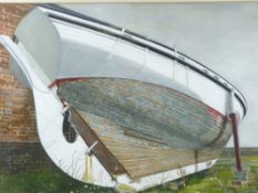 PHILLIP MUIRDEN watercolour - close up study of the hull of a beached boat, signed in full, 55 x