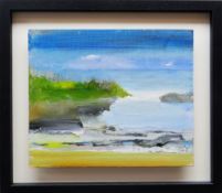 RICHARD O'CONNELL oil on board - coastal scene, entitled verso 'The Cove', signed verso, 25 x