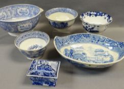 ASSORTED WELSH BLUE & WHITE TRANSFER POTTERY including Ynysmeudwy and Swansea Cambrian, bowls ETC