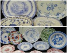 ASSORTED SWANSEA POTTERY PLATTERS & PLATES, including turkey platter, pearlware platter with