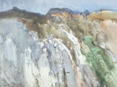 JOHN BLOCKLEY watercolour - craggy Nant Ffrancon mountain scene, signed and dated label verso