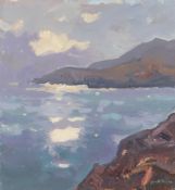 GARETH THOMAS oil on board - Welsh seascape, signed, unframed, 27.5 x 25cms