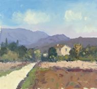 GARETH THOMAS oil on board - French villa in the countryside, signed, unframed, 31.5 x 34cms