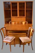 HARLEQUIN DINING SUITE - light wood to include Meredew extending table, 73cms H, 182cms W (open),