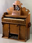 CIRCA 1900 OAK CHAPEL TYPE ORGAN by R F Stevens, London, having a shaped crested top with central