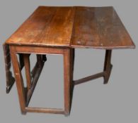 ANTIQUE OAK GATE LEG TABLE, 73cms H, 126cms W