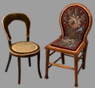 VICTORIAN & LATER CHILD'S CHAIRS (2) to include a mahogany hall chair with beadwork seat and back,