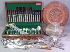 BUTLER CUTLERY - near complete canteen and a quantity of white metal placemats and coasters together