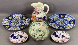 MASONS CHARTREUSE DISH, Gaudy Welsh and a pair of decorative Staffordshire plates