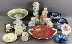 CABINET CHINA ASSORTMENT including Royal Doulton dog, Goebel figure, Staffordshire, Welsh Ladies