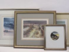 GILLIAN McDONALD framed limited edition prints (4) titled - 'Hill Farm' (253/850), circular