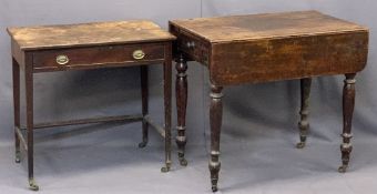 VICTORIAN MAHOGANY PEMBROKE TABLE - twin flap with single end drawer having a turned wooden knob