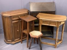 VINTAGE & REPRODUCTION FURNITURE PARCEL, 5 ITEMS - a vintage fall-front bureau with open lower