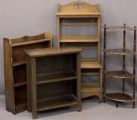 VINTAGE & LATER BOOKCASES (3) and a reproduction mahogany corner wotnot to include a circa 1900