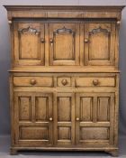 GEORGE III WELSH OAK DEUDDARN - peg joined construction and panel sided with moulded cornice and