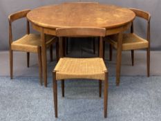 MOGENS KOLD TEAK DINING CHAIRS (4) and a G Plan teak circular extending dining table, the chairs