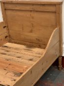 ANTIQUE PINE BED, 99 x 99 x 193cms