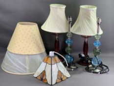 LIGHTING - a pair of modern bobble type lamps, another pair of glass lamps ETC