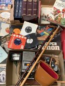 ECLECTIC PARCEL including boxed MB 'Simon' game, old slide viewer, Sony cassette player, binoculars,