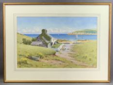 WARREN WILLIAMS ARCA watercolour - typical Anglesey cottage and coastal scene, 32 x 49.5cms