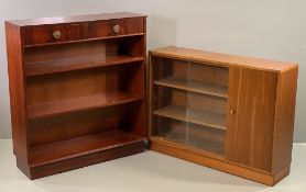 REPRODUCTION BOOKCASE with two upper drawers, 103cms H, 92cms W, 30cms D and a teak style bookcase