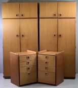TEAK TYPE BEDROOM FURNITURE by Schreiber to include a pair of wardrobes, 195cms H, 90cms W, 53cms