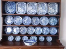 DRESSER PLATES & PLATTERS - approximately twenty five pieces of blue and white