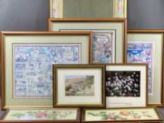 MEIRION ROBERTS EISTEDDFOD POSTERS (3), small JEAN MORGAN-ROBERTS watercolour, woolwork pictures,
