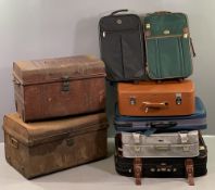 VINTAGE TIN TRUNKS by Antler & Crown and a quantity of old suitcases