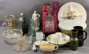 GLASS DECANTER - boxed 'The Ravenhead Company, Regency Suite', also vintage soda bottles and other