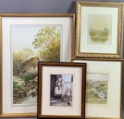 RUBENS SOUTHEY watercolour - riverscape and mill, 44 x 26cms and paintings and prints including by